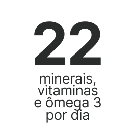 22 minerais, vitaminas e ômega 3 por dia